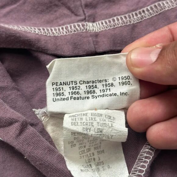 Vintage 70s Snoopy Blue Ribbon Workwear Hooded Long Sleeve Shirt Size Large - Picture 4 of 9